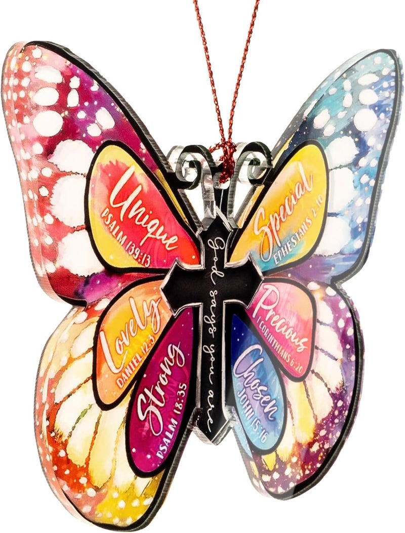 NELXI Butterfly Gifts for Women, Easter Christian Faith Ornament with Cross, Resurrection Home Décor Accent, Religious Butterfly Decoration, Inspirational Christian Easter Gift - Image 4